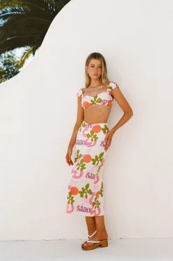 New SABO Aaliyah Midi Skirt-Tropical
