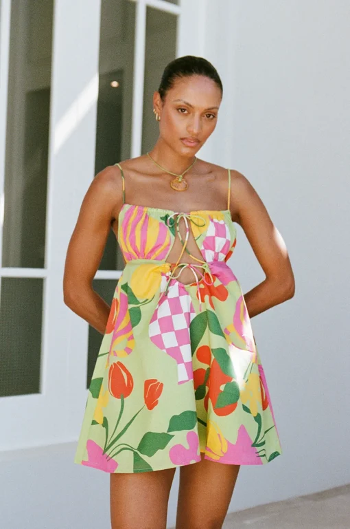 Fashion SABO Allie Babydoll Dress-Vaso Verde