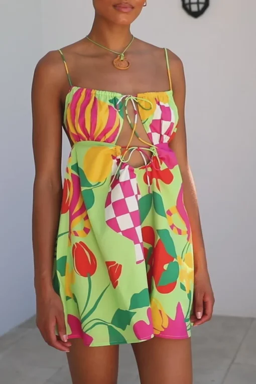 Fashion SABO Allie Babydoll Dress-Vaso Verde