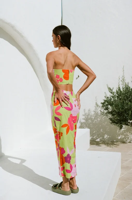 Hot SABO Drea Midi Skirt-Lime Floral