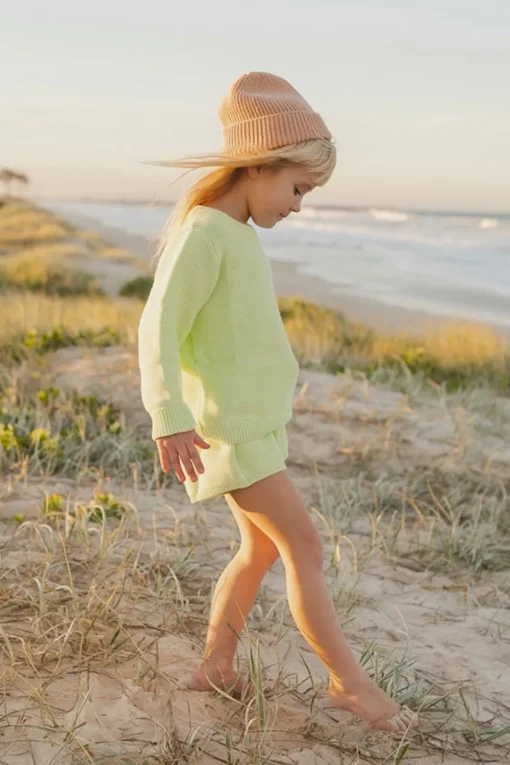 Fashion SABO Lime Mini Knit Top