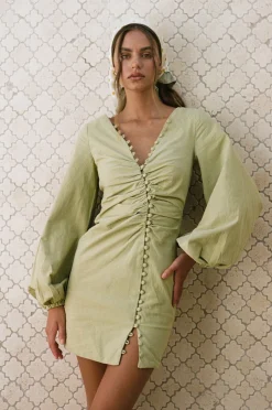 Hot SABO Minna Button Dress-Moss