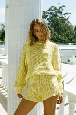 Shop SABO Noelle Knit Sweater-Lemon