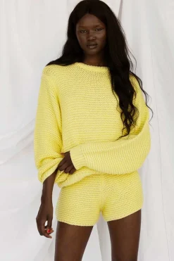 Shop SABO Noelle Knit Sweater-Lemon