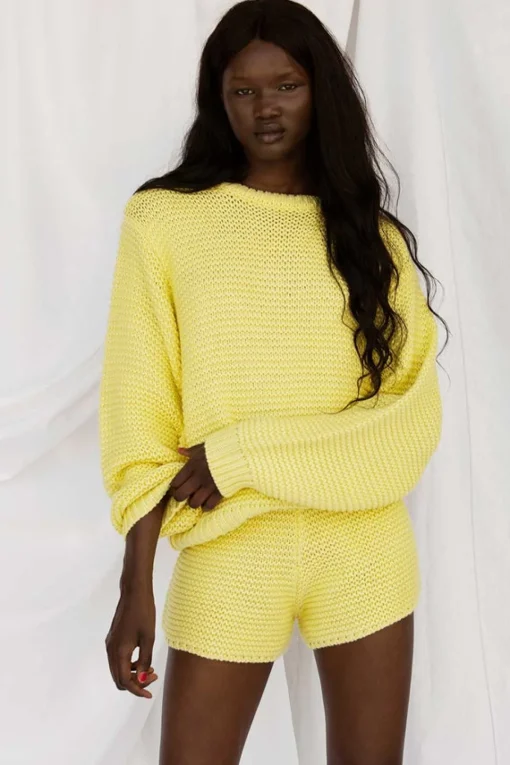 Shop SABO Noelle Knit Sweater-Lemon