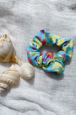 Hot SABO Retro Floral Scrunchie-Blue
